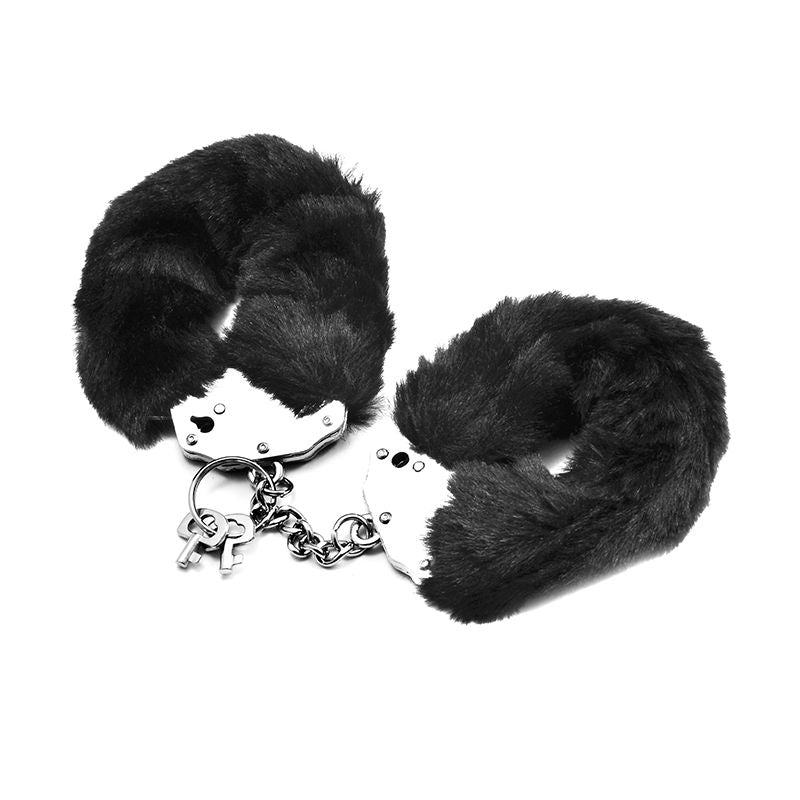Fetish Pleasure Fluffy Hand Cuffs Black-LV1501-BLK