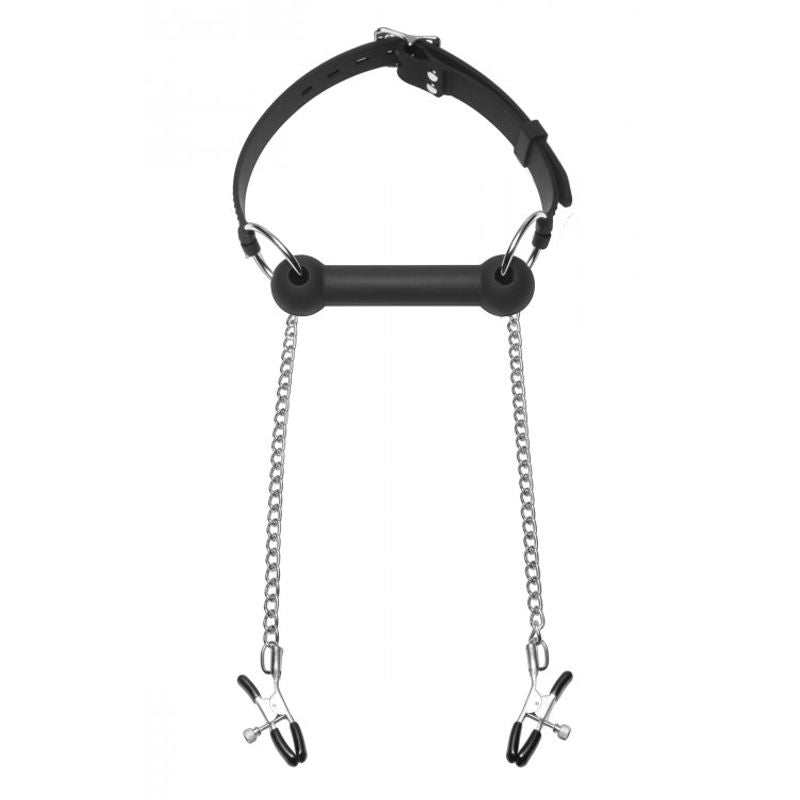 Equine Silicone Bit Gag With Nipple Clamps-AD700
