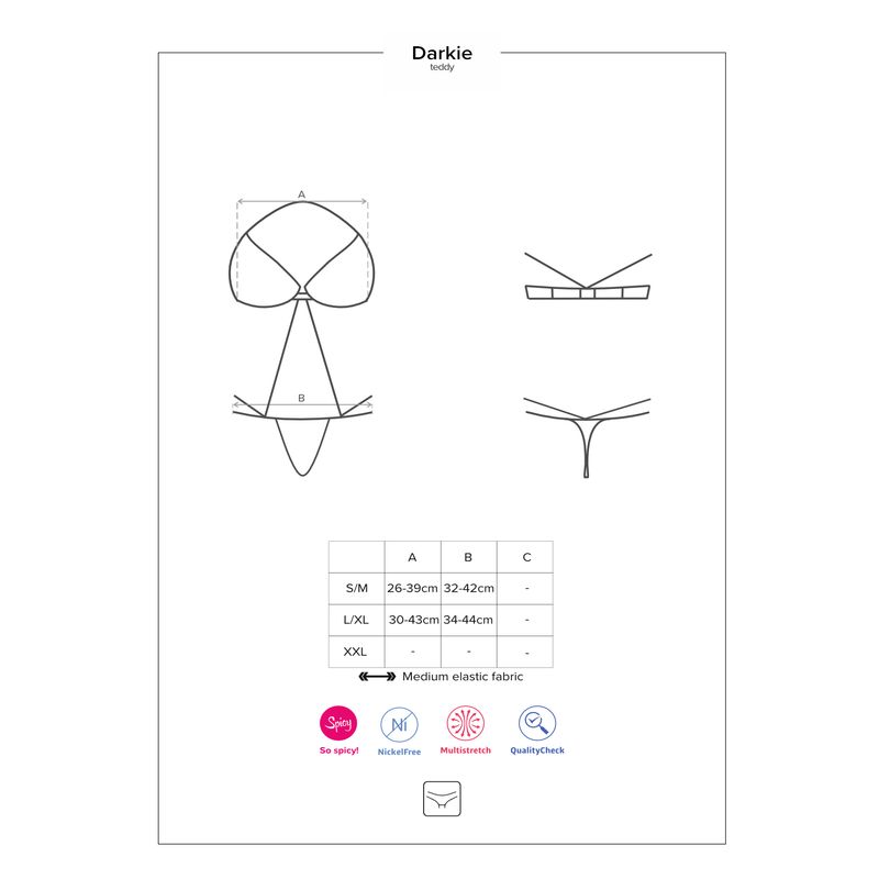 Darkie Crotchless Teddy-4885-4892-BLK-L/XL