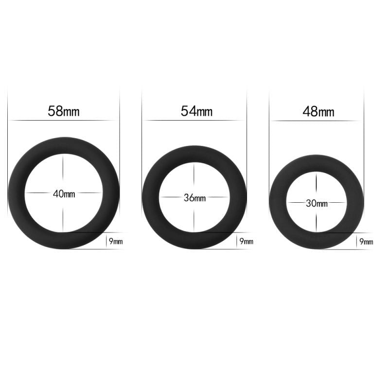 Silicone 3 Pc Cock Ring Set-LV443001-BLK