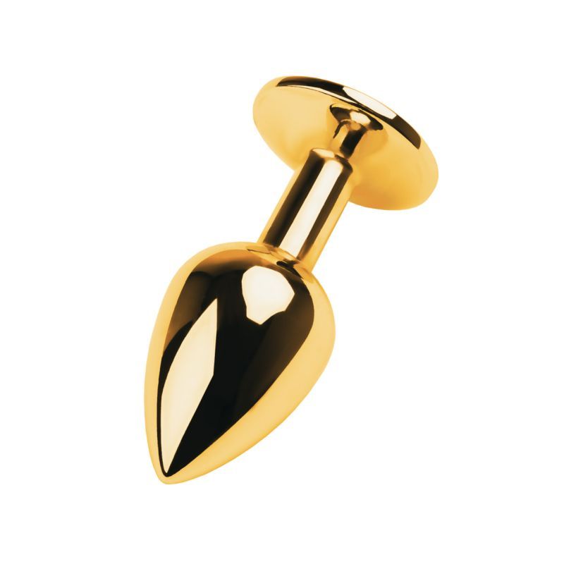 Gold Metal Anal Plug w Black Tourmaline Gem Small-717004-5