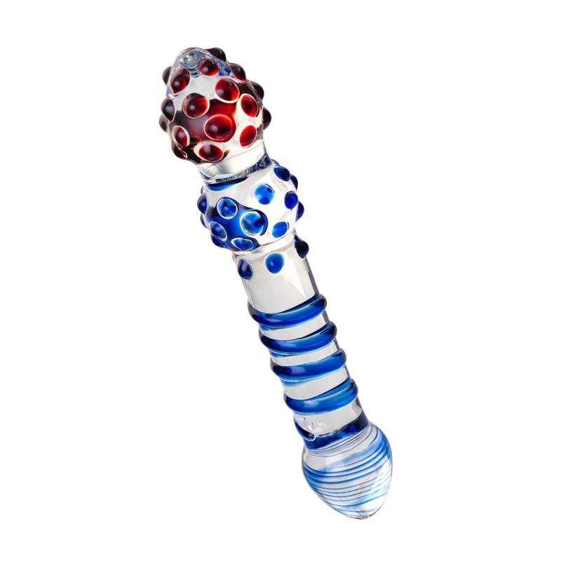 Sexus Glass Dildo Blue Red 20.5cm-912020-BLU