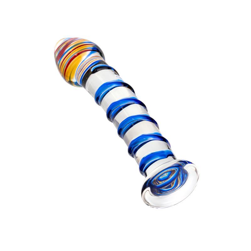 Sexus Glass Dildo Blue Swirls 18cm-912069-BLU