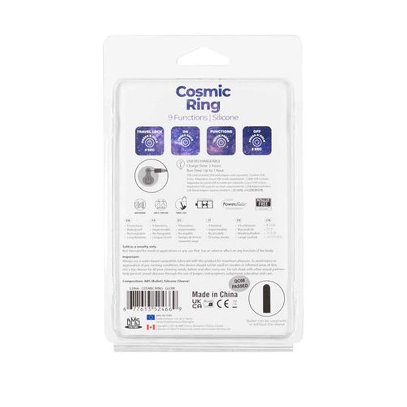 Power Bullet Cosmic Cock Ring w Bullet Glow in the Dark-52466