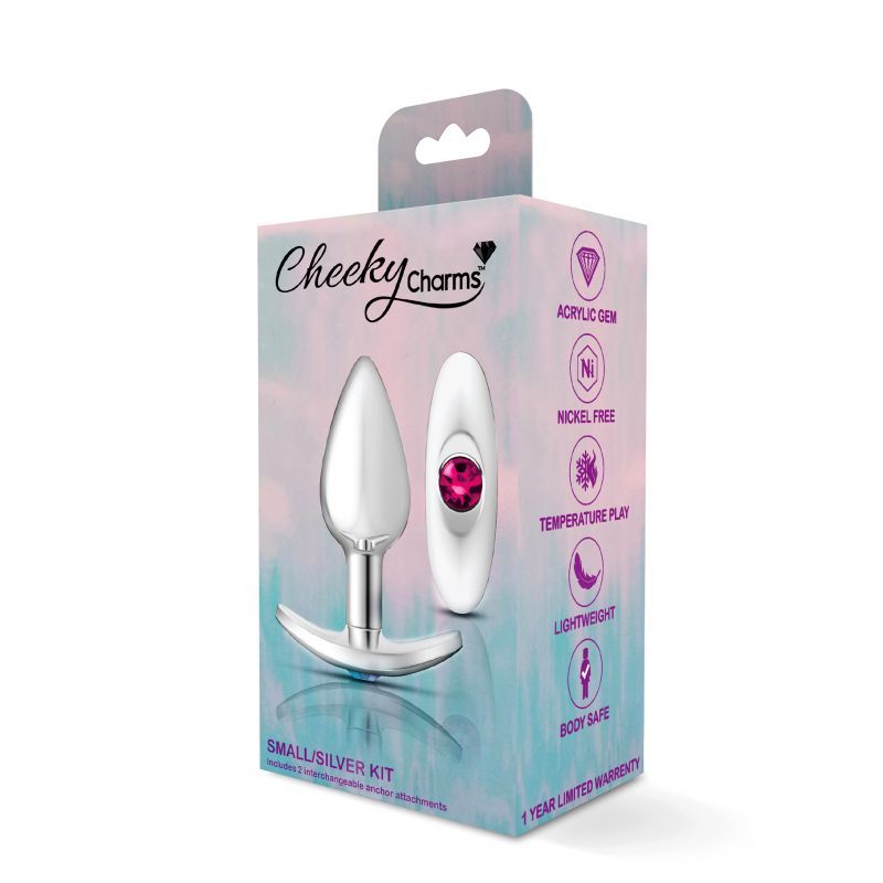 Cheeky Charms Silver Anchor Butt Plug w Clear and Teal Jewel Kit-VB-CC9141-S