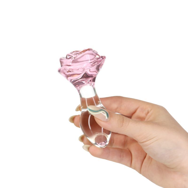 Pillow Talk Rosy Luxurious Glass Anal Plug w Clear Gem-38016