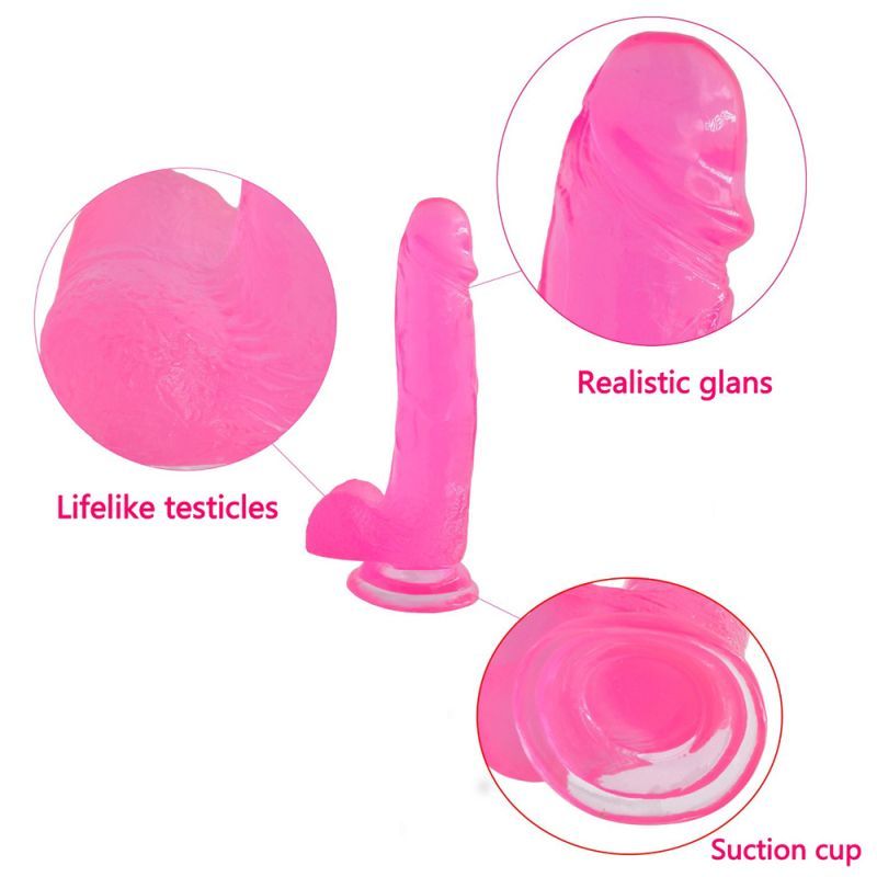 Jelly Studs 8in Crystal Dildo Large Pink-LV3100-PNK