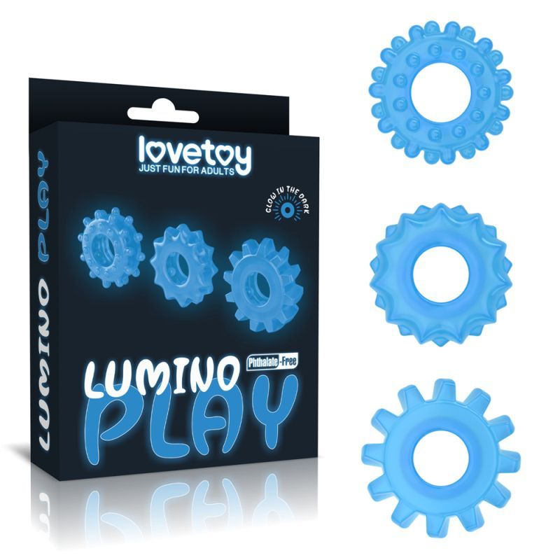Lumino Play Penis Rings 3 Pc-LV343010-BLU