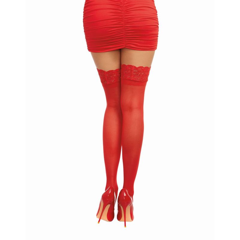 Dreamgirl Lace Top Thigh High Stockings Red-0005-RED-O/S
