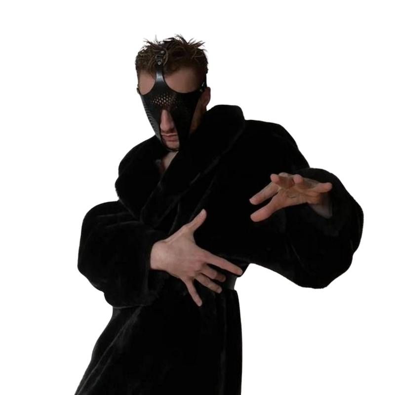 Ex Machina Genuine Leather Mask Black-AS2404-BF0021CS -BLK