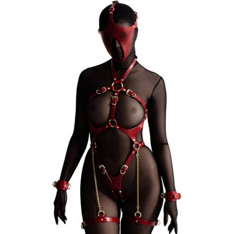 Ex Machina Genuine Leather Mask Red-AS2404-BF0021CS-RED