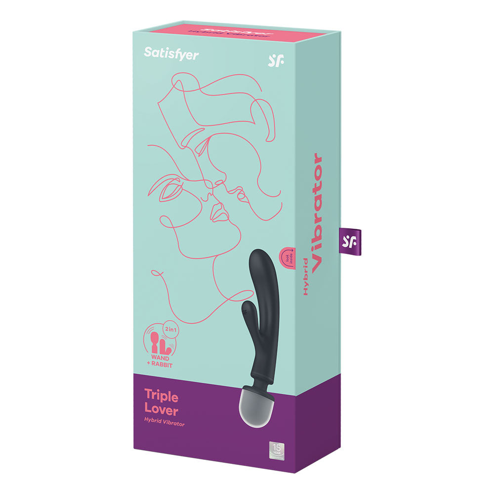 Satisfyer Triple Lover - Grey USB Rechargeable Rabbit Vibrator and Massage Wand-4018201