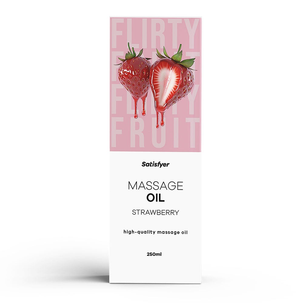Satisfyer Massage Oil 250 ml Strawberry - Strawberry Scented Massage Oil - 250 ml Bottle-4083131