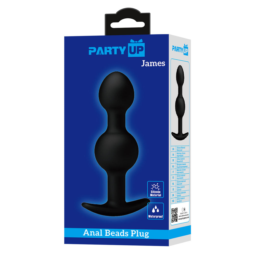 Party Up JAMES Anal Bead Plug - Black 10.4 cm Beaded Butt Plug-BI-040034-PU