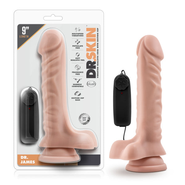 Dr. Skin Dr. James - Flesh 22.9 cm (9) Vibrating Dong - BL-13413
