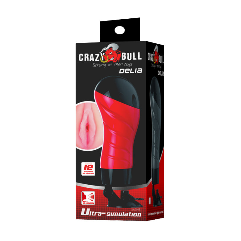 CRAZY BULL DELIA Vibrating Stroker - Flesh Vibrating Vagina Stroker with Suction Base-BM-00900T46S