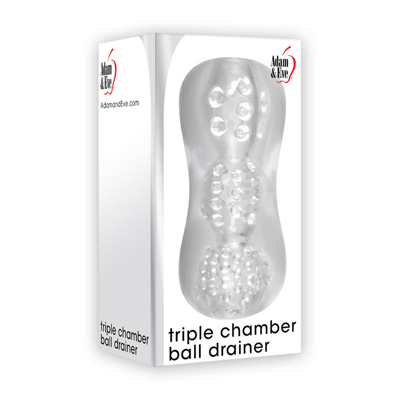Adam & Eve Triple Chamber Ball Drainer - Clear Masturbator Sleeve-C839 2400