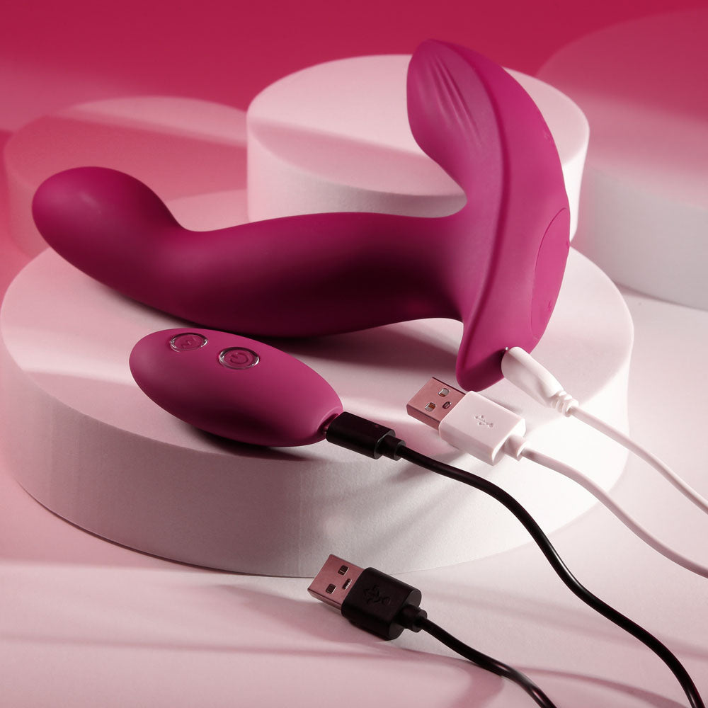 Evolved COME ON OVER - Burgundy Red 15.9 cm USB Rechargeable Vibrator with Wireless Remote-EN-RS-5810-2