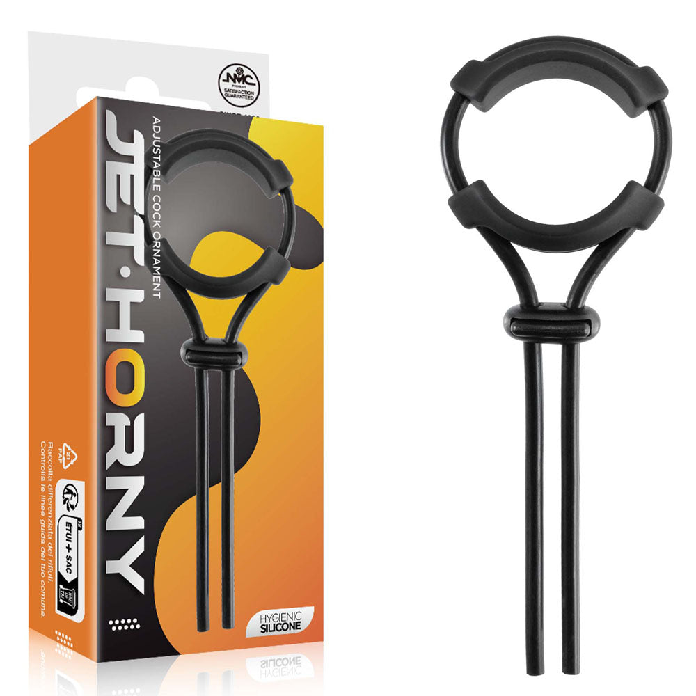 Jet Horny - Black Adjustable Cock Lasso Ring-FNR011A000-010