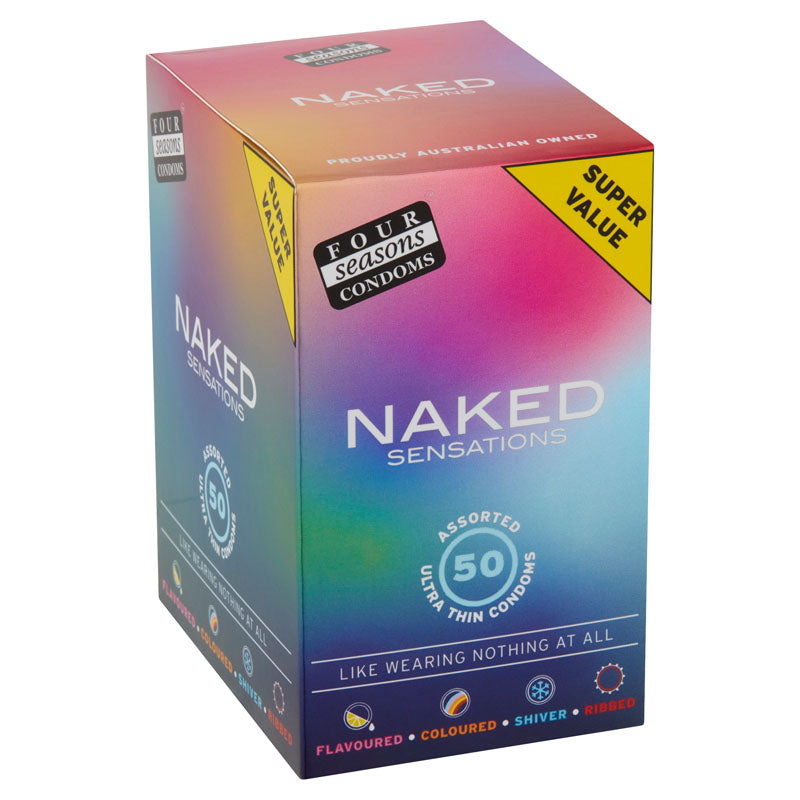 Four Seasons Naked Sensations Condoms - Assorted Ultra Thin Lubricated Condoms - 50 Pack-FOR147
