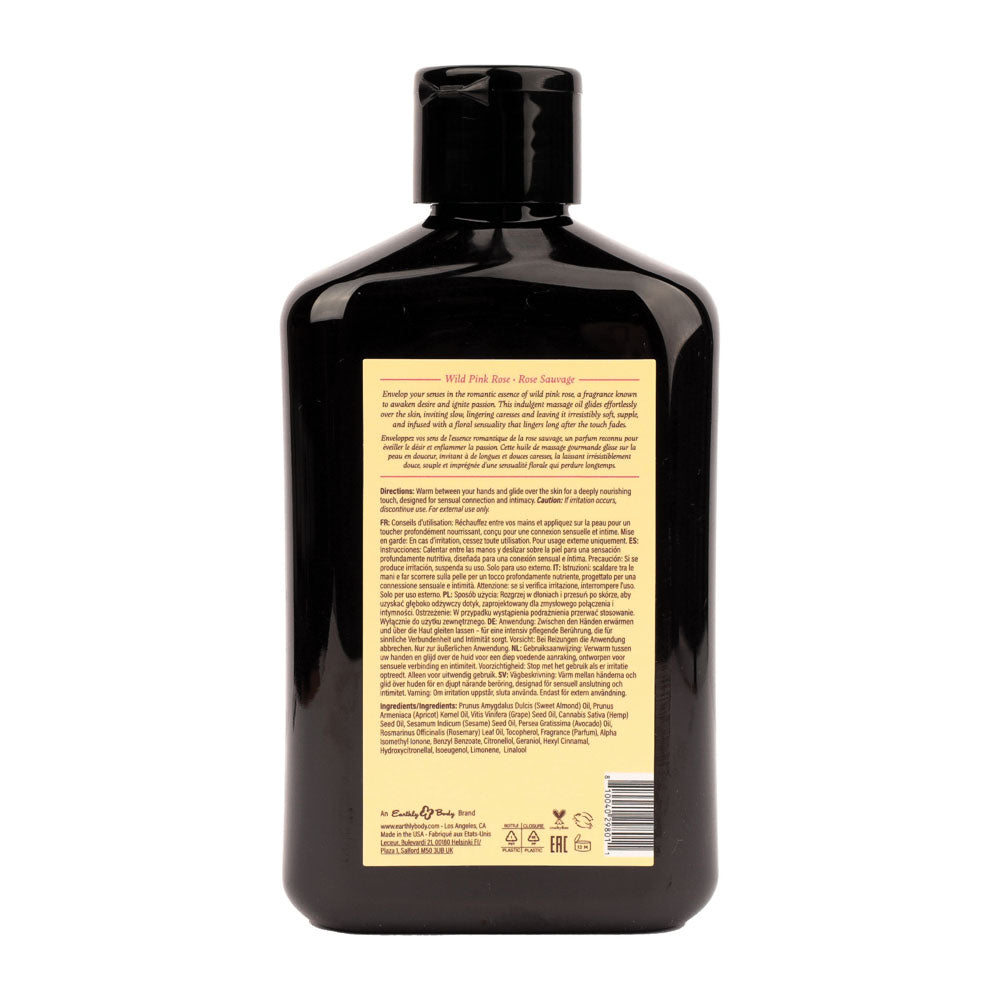 EB Hemp Seed Massage Oil WILD PINK ROSE - 250 ml - Wild Pink Rose Scented Massage Oil - 250 ml Bottle-HSBNMAS832