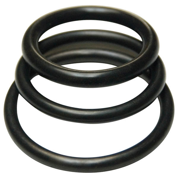 KinkLab Rubber Cock Rings - Black Rubber Cock Rings - Set of 3 Sizes-KL673