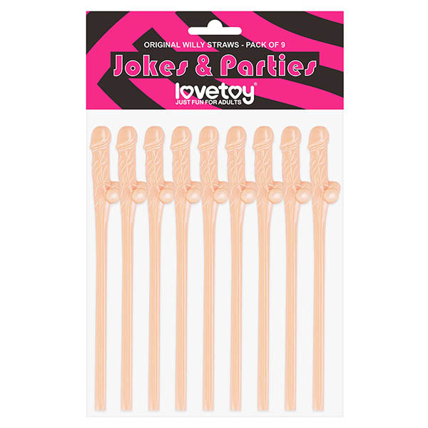 Jokes & Parties Original Willy Straws - Flesh Dicky Straws - Set of 9-LV765001A