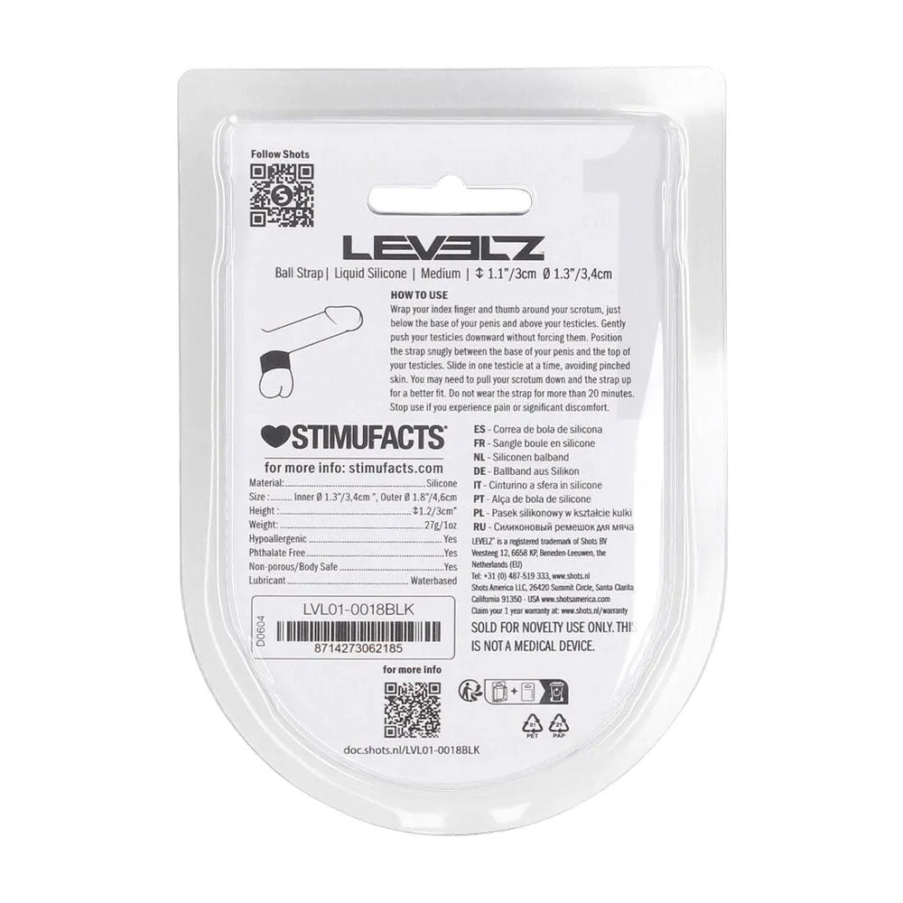 LEVELZ Liquid Silicone Ball Strap - M - Black - Black Ball Strap-LVL01-0018BLK