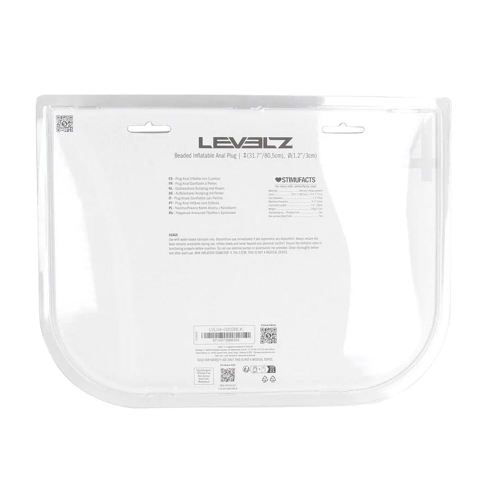 LEVELZ Beaded Inflatable Anal Plug - Black Inflatable Butt Plug-LVL04-0002BLK