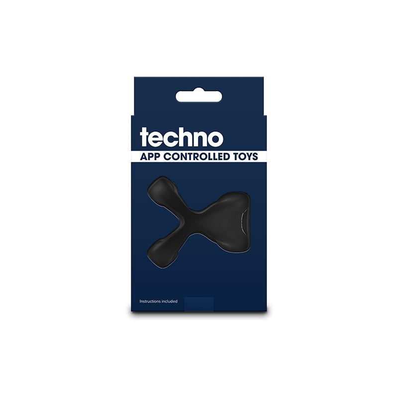 Techno - Strobe - Black - Black USB Rechargeable Vibrating Cock Ring with App Control-NSN-0287-53