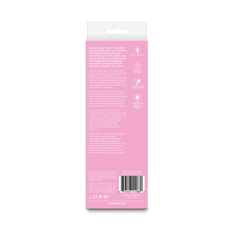 Pretty in Pink Lace - Pink - Pink 18.7 cm USB Rechargeable Vibrator - NSN-0365-74