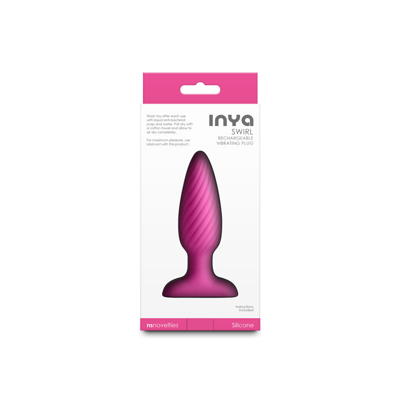 INYA Swirl - Pink - Pink 10.7 cm USB Rechargeable Vibrating Butt Plug - NSN-0558-54
