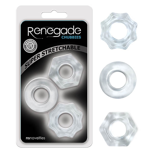 Renegade Chubbies - Clear Cock Rings - Set of 3-NSN-1111-11