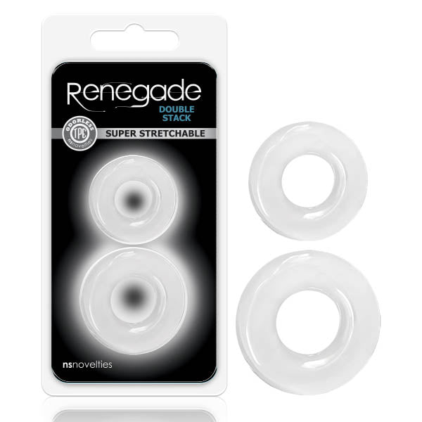 Renegade - Double Stack - Clear Cock Rings - Set of 2-NSN-1111-71