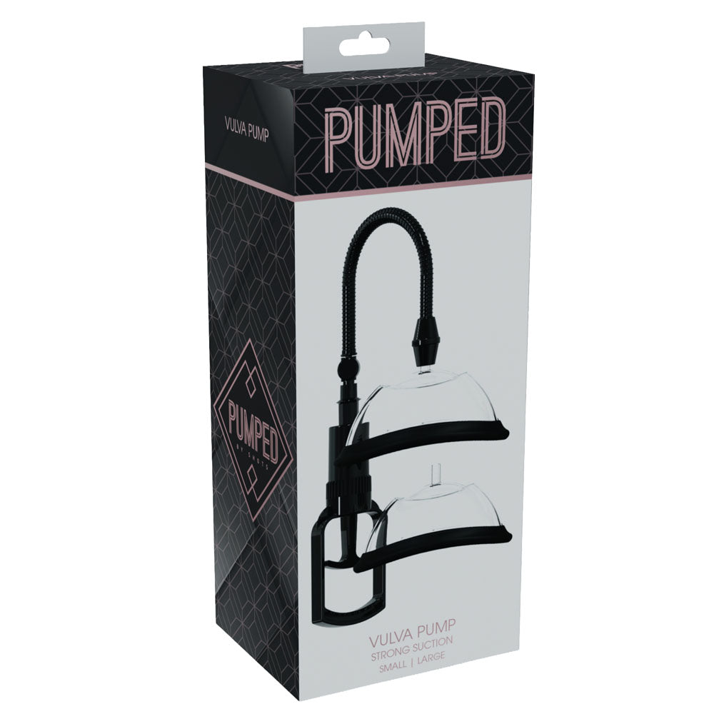 Pumped Vulva Pump - Black - Black Vagina Pump with 2 Cups - PMP069BLK