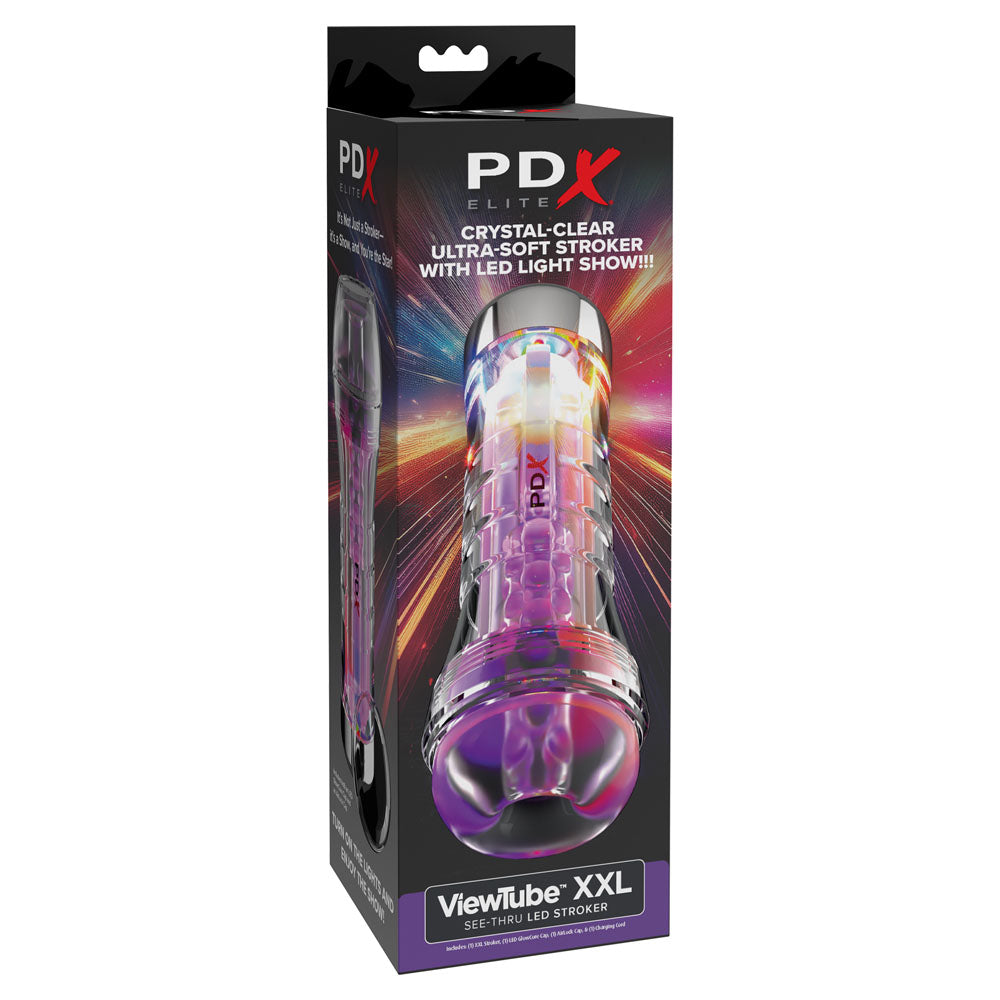 PDX Elite ViewTube XXL LED Stroker - Clear Stroker with LED Lights-RD558-20