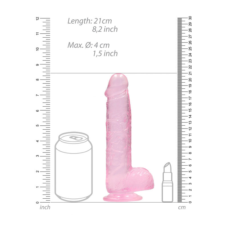 REALROCK 8 Realistic Dildo With Balls - Pink 20.3 cm Dong-REA092PNK