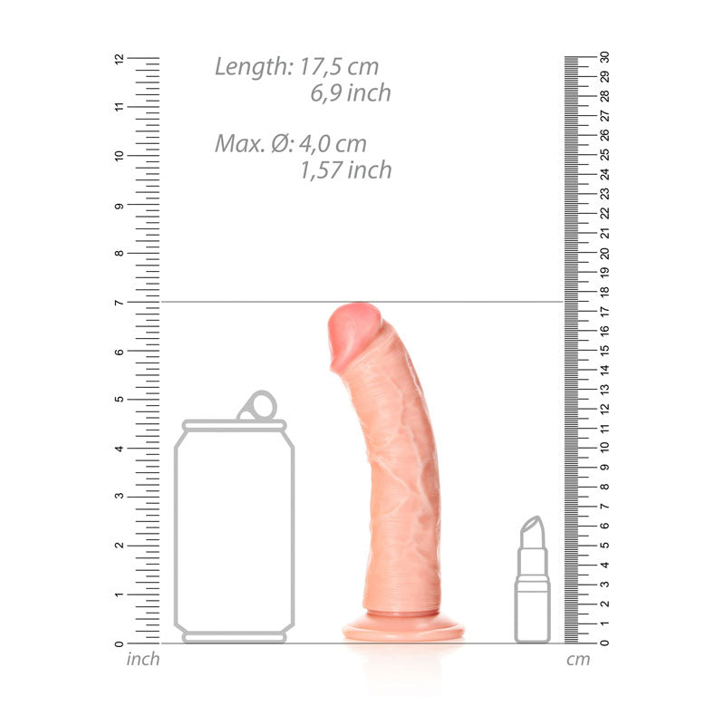 REALROCK Realistic Regular Curved Dildo with Suction Cup - 15.5 cm Flesh (6'') Dong