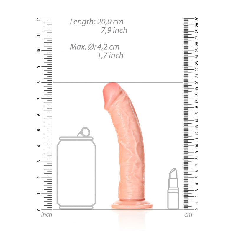 REALROCK Realistic Regular Curved Dildo with Suction Cup - 18 cm Flesh (7'')