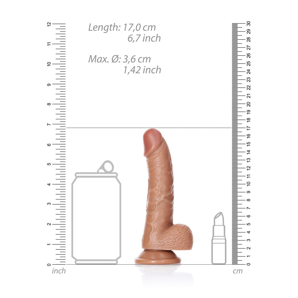 REALROCK Realistic Regular Curved Dong with Balls - 15.5 cm Tan (6'') Dildo