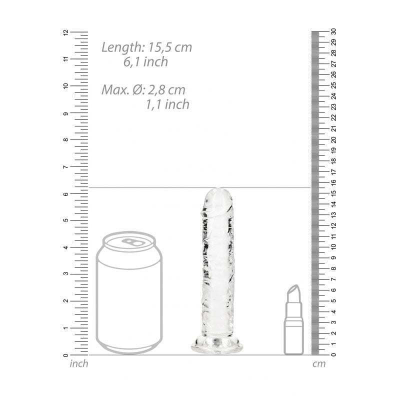 REALROCK 15.5 cm Straight Dildo - Clear - Clear 15.5 cm (6) Dong-REA150TRA