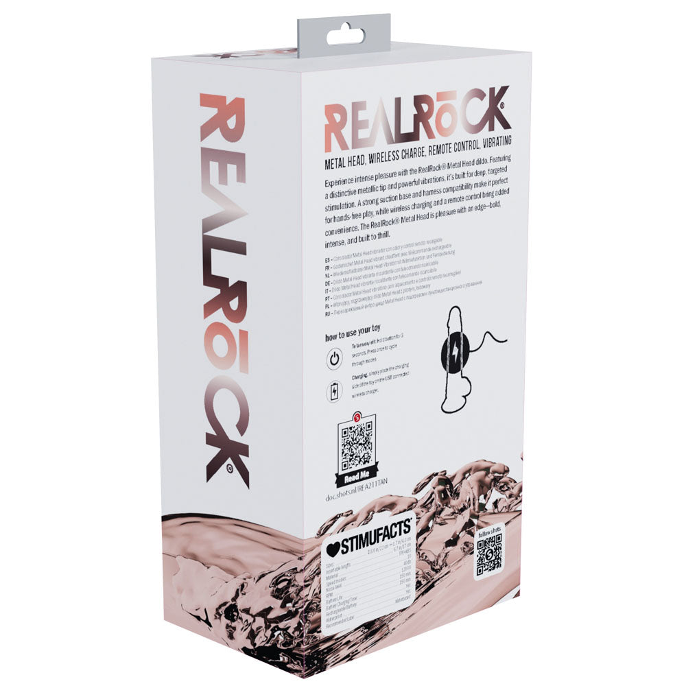 REALROCK Metal Head 8 Rechargeable Dildo - Tan - Tan 22 cm USB Rechargeable Vibrating Dildo with Metal Head and Wireless Remote - REA211TAN
