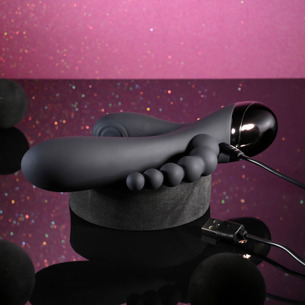 Selopa TRIPLE ACES - Black 19.7 cm USB Rechargeable Triple Stimulator Vibrator-SL-RS-6640-2