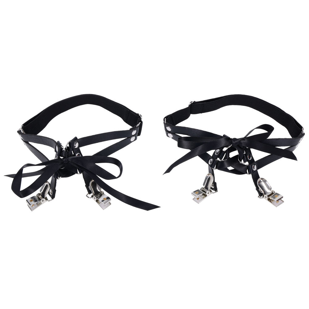 Sex & Mischief Laced Up Garters - Black Garters-SS10113