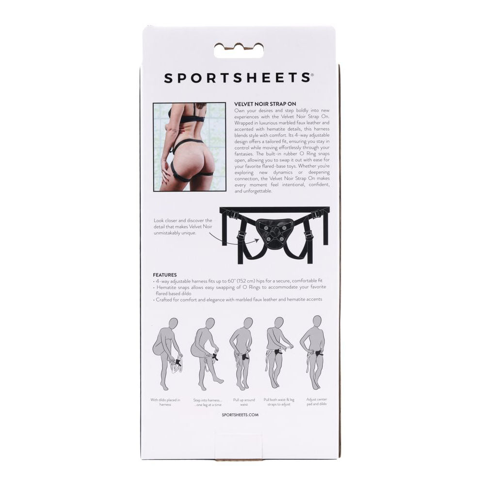SPORTSHEETS Velvet Noir Strap On - Black Adjustable Strap-On Harness (No Probe Included)-SS37007