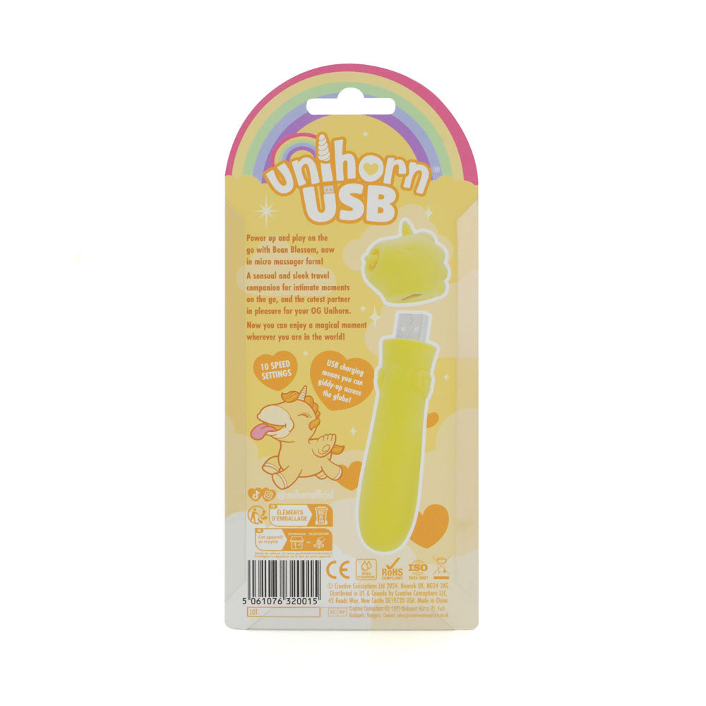 Unihorn - USB Bullet - Bean Blossom - Yellow USB Rechargeable Vibrating Bullet-UNIBBBUL