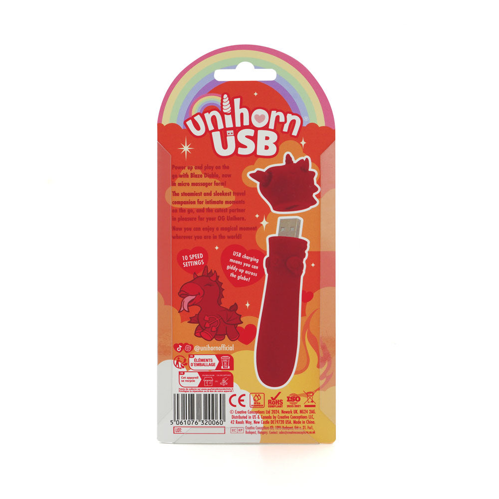 Unihorn - USB Bullet - Blaze Diablo - Red USB Rechargeable Vibrating Bullet-UNIBDBUL