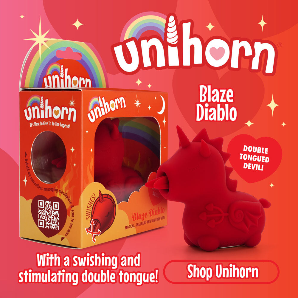 Unihorn - Blaze Diablo - Red USB Rechargeable Forked Tongue Flicking Stimulator-UNIBD