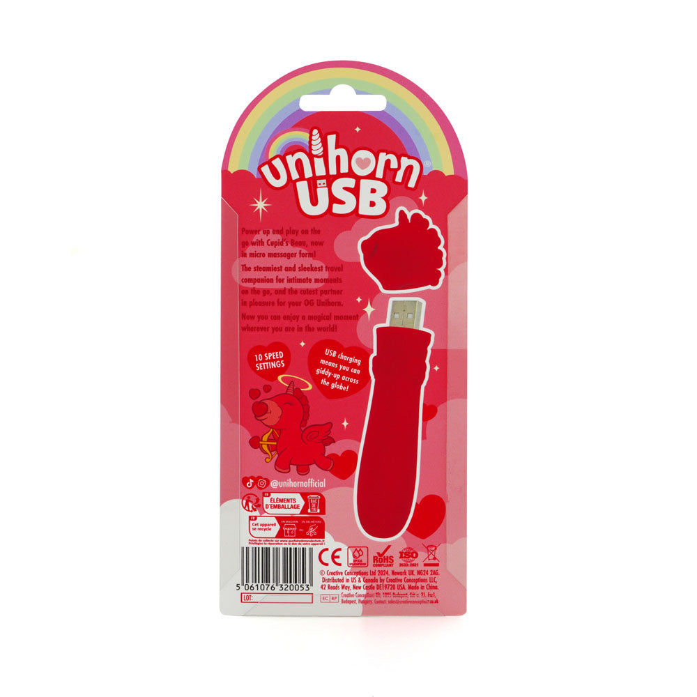 Unihorn - USB Bullet - Cupids Beau - Red USB Rechargeable Vibrating Bullet-UNICBBUL