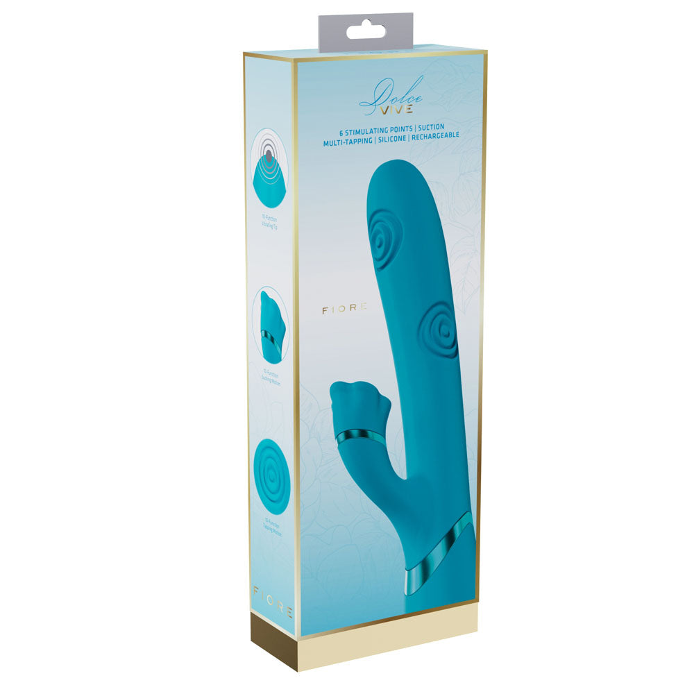 VIVE Fiore - Blue 25 cm USB Rechargeable Tapping Rabbit Vibrator-VIVE063BLU